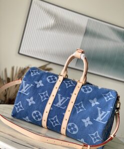 Alternative view of Louis Vuitton Keepall Bandouliere 45 Travel Bag 17.7in/ 45cm Blue Denim Gold Hardware M24315