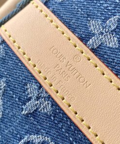 Louis Vuitton Keepall Bandouliere 45 Travel Bag 17.7in/ 45cm Blue Denim Gold Hardware M24315 - Image 4