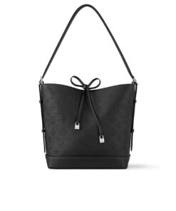 Louis Vuitton Flore Perforated Mahina Handle Bag Black 28cm M12139