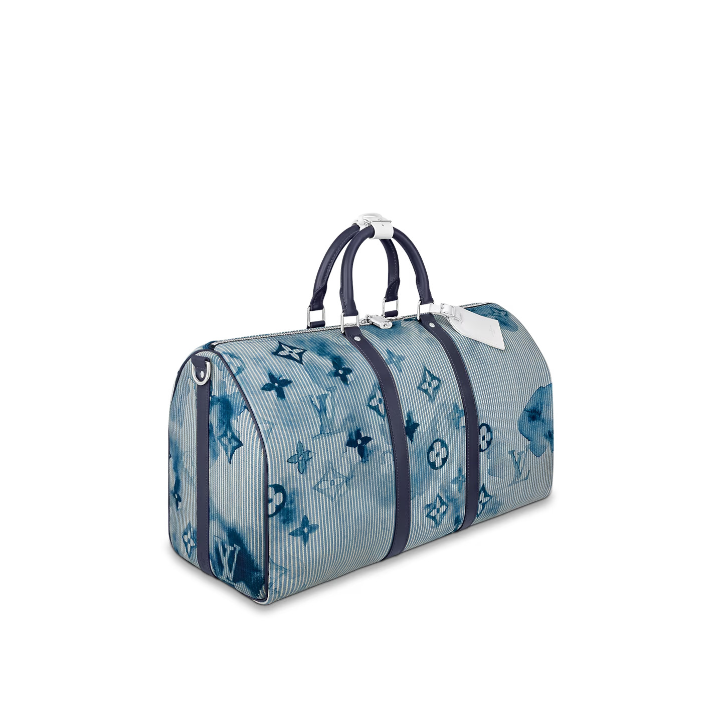 Louis Vuitton Keepall Bandouliere 50 Travel Bag 19.7in/ 50cm Blue For Men Silver Hardware M57946 - Image 3