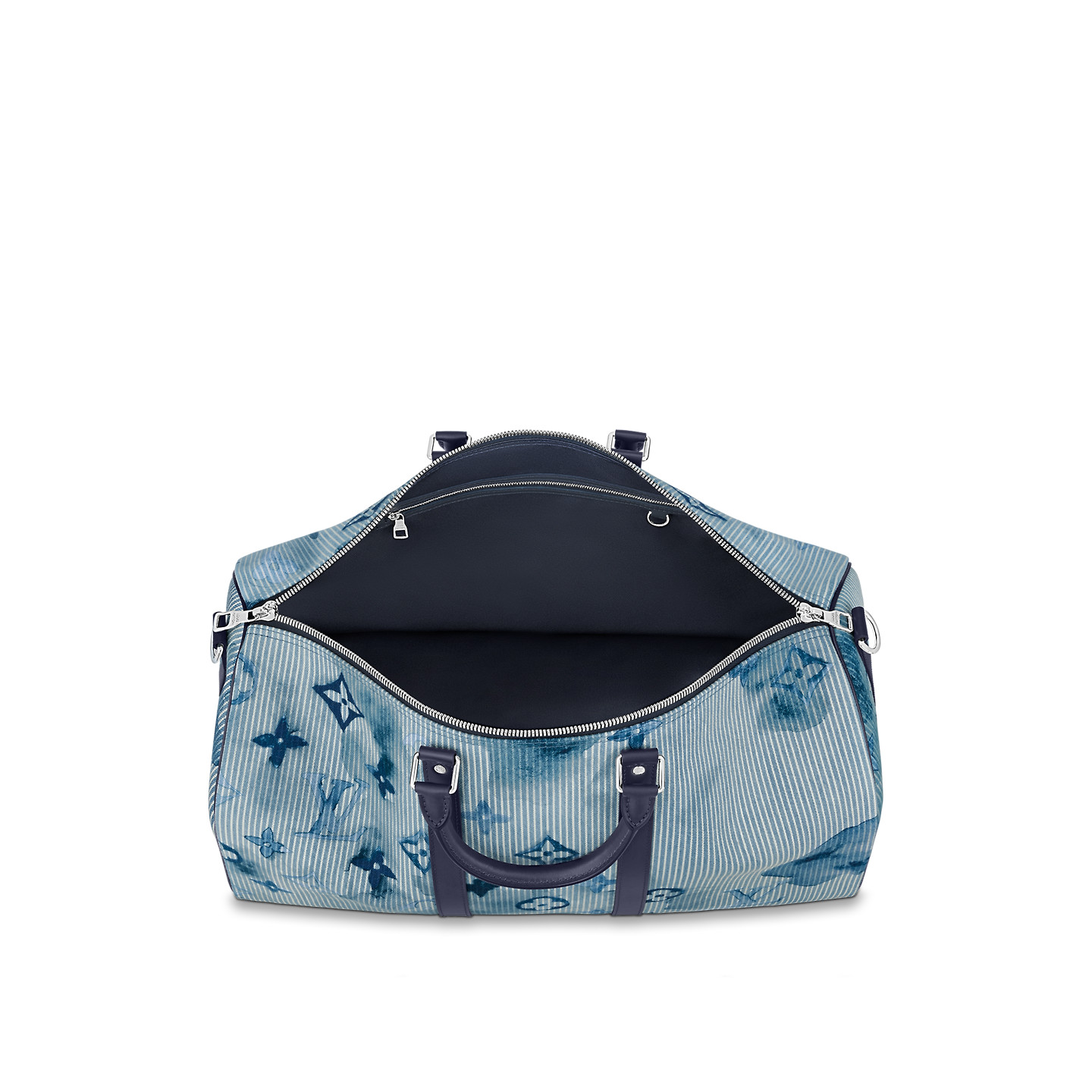 Louis Vuitton Keepall Bandouliere 50 Travel Bag 19.7in/ 50cm Blue For Men Silver Hardware M57946 - Image 4