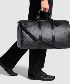 Alternative view of Louis Vuitton Keepall Bandouliere 50 Travel Bag 19.7in/ 50cm Black Monogram Eclipse Silver Hardware M14202
