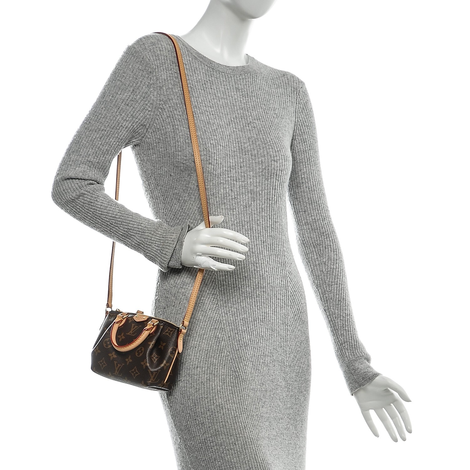 Louis Vuitton Turenne Nano Top Handle Bag 6.7in/ 17cm Brown Monogram Canvas Gold Hardware For Women M61253 - Image 2