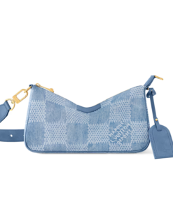 Louis Vuitton Pochette Accessories XL Shoulder Bag 11in/ 28cm Denim Blue Gold Hardware For Men N00204