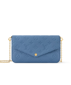 Louis Vuitton Pochette Felicie Shoulder Bag 8.3in/ 21cm Denim Blue Gold Hardware For Women M28891
