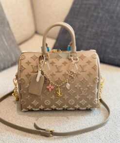 Louis Vuitton Speedy Bandouliere 25 Top Handle Bag 9.8in/ 25cm Light Brown Gold Hardware For Women - Image 3