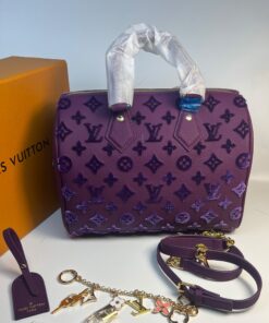 Louis Vuitton Speedy Bandouliere 25 Top Handle Bag 9.8in/ 25cm Purple Gold Hardware For Women - Image 3
