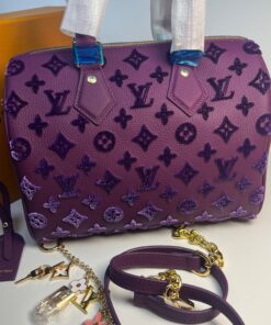 Louis Vuitton Speedy Bandouliere 25 Top Handle Bag 9.8in/ 25cm Purple Gold Hardware For Women - Image 4