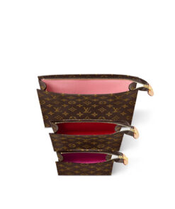 Louis Vuitton Trio Toilet Pouch 9.8in/ 25cm Brown Monogram Gold Hardware For Women M47195 - Image 3