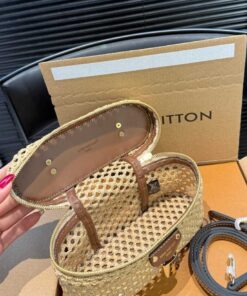 Louis Vuitton Vanity Chain Pouch 7.5in/ 19cm Natural Tan Raffia Gold Hardware For Women M14303 - Image 8