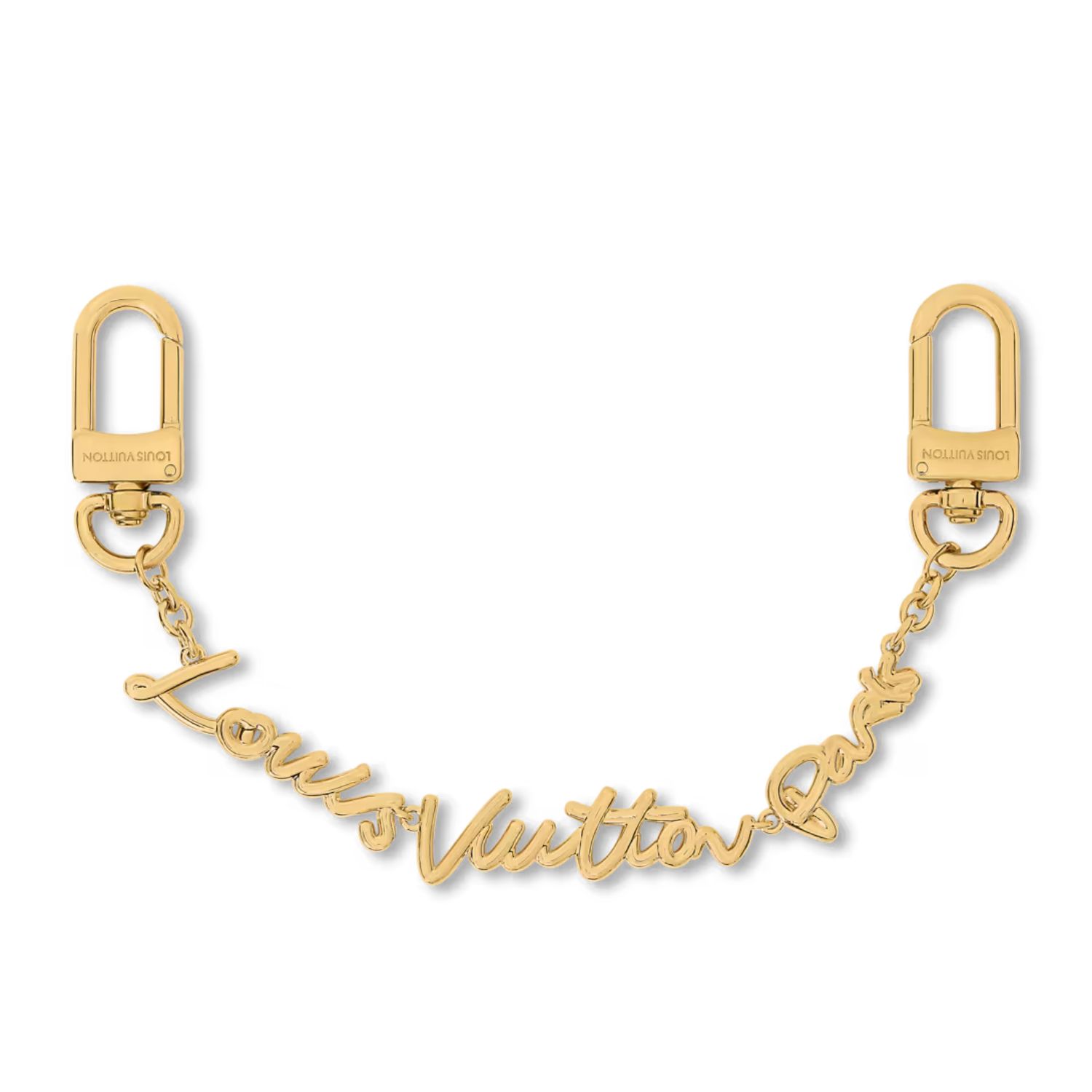 Louis Vuitton LV Script Chain Bag Charm Gold Hardware For Women M03473