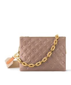 Louis Vuitton Coussin PM Shoulder Bag 10.2in/ 26cm Taupe Gold Hardware For Women M21263