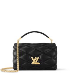Louis Vuitton GO-14 GM Top Handle Bag 12.2in/ 31cm Black Gold Hardware For Women M23689