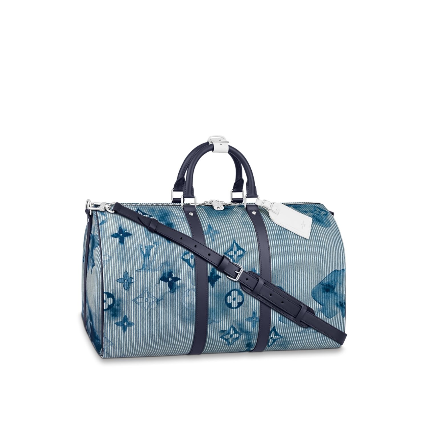 Louis Vuitton Keepall Bandouliere 50 Travel Bag 19.7in/ 50cm Blue For Men Silver Hardware M57946