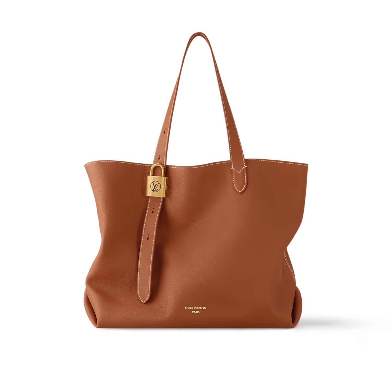 Louis Vuitton Low Key Cabas MM Shoulder Bag 18.5in/47cm Cognac Brown Gold Hardware For Women M25342