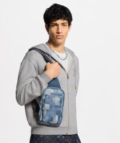 Alternative view of Louis Vuitton Avenue Slingbag PM Crossbody 12.2in/ 31cm Indigo Blue Damoflage Silver Hardware For Men M28589