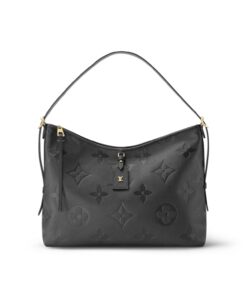 Louis Vuitton CarryAll MM Shoulder Bag 15in/ 39cm Monogram Empreinte Black Gold Hardware For Women M46289