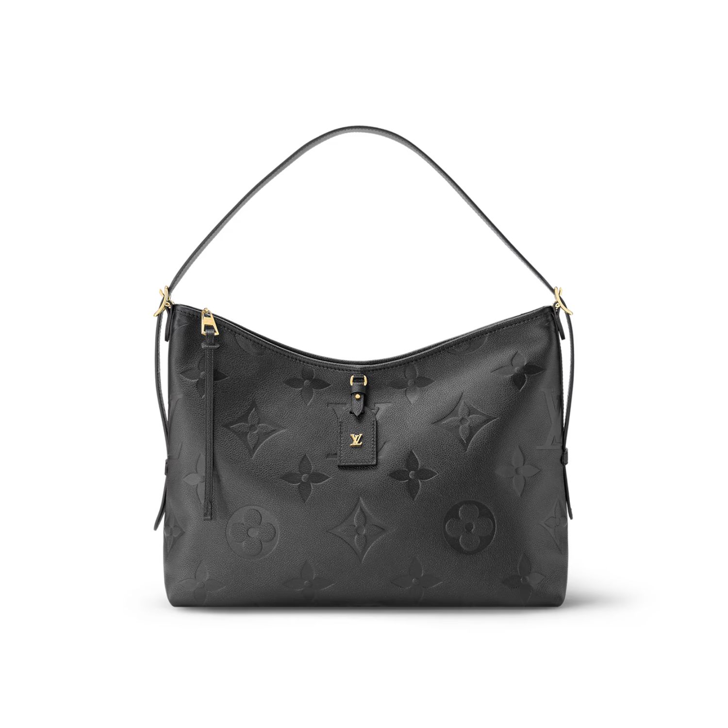 Louis Vuitton CarryAll MM Shoulder Bag 15in/ 39cm Monogram Empreinte Black Gold Hardware For Women M46289