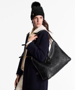 Louis Vuitton CarryAll MM Shoulder Bag 15in/ 39cm Monogram Empreinte Black Gold Hardware For Women M46289 - Image 3