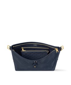 Louis Vuitton CarryAll MM Shoulder Bag 15in/ 39cm Monogram Empreinte Navy Blue Gold Hardware For Women M46669 - Image 4