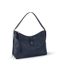Louis Vuitton CarryAll MM Shoulder Bag 15in/ 39cm Monogram Empreinte Navy Blue Gold Hardware For Women M46669 - Image 5
