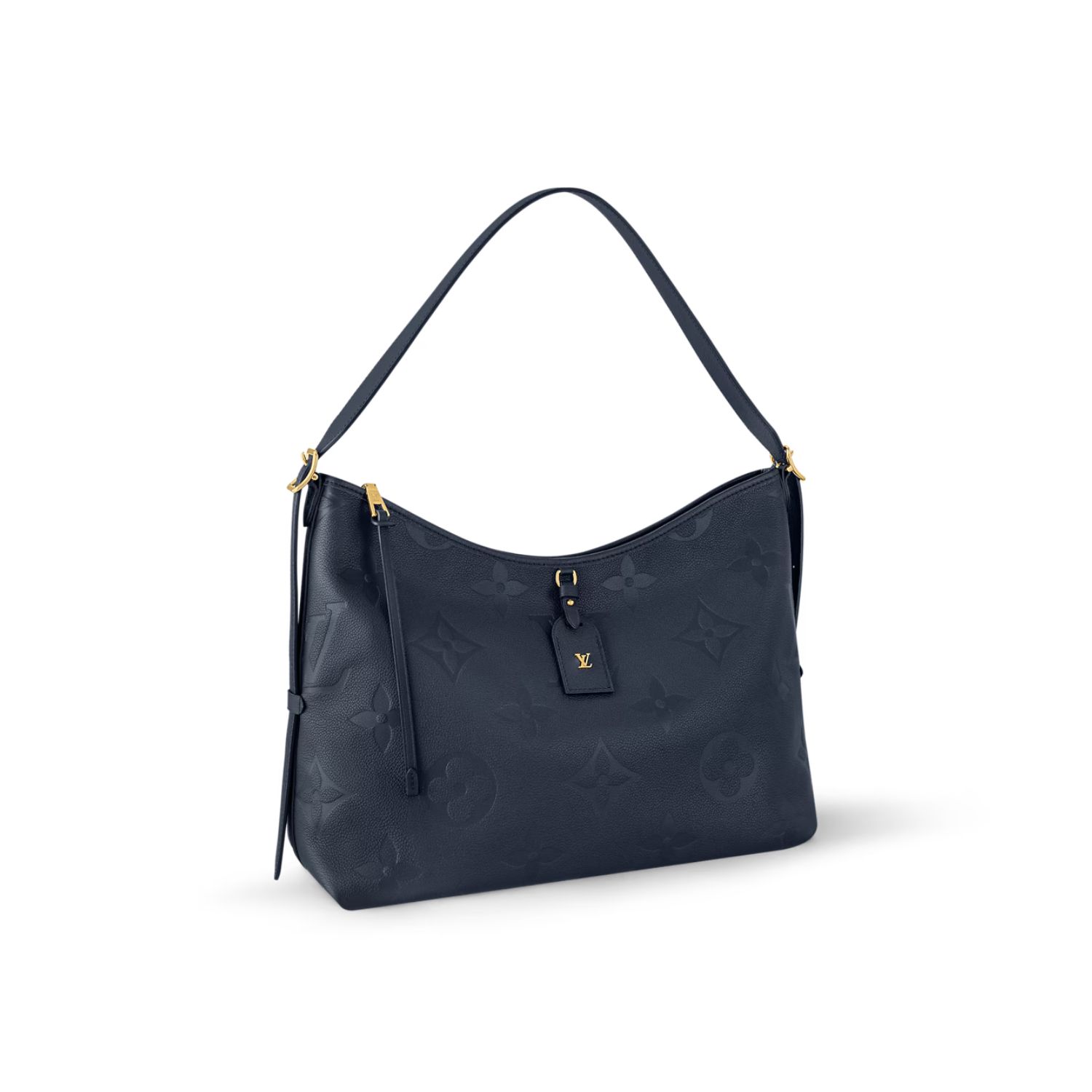 Louis Vuitton CarryAll MM Shoulder Bag 15in/ 39cm Monogram Empreinte Navy Blue Gold Hardware For Women M46669 - Image 5