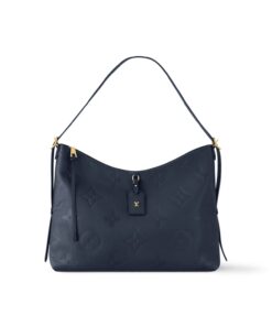 Louis Vuitton CarryAll MM Shoulder Bag 15in/ 39cm Monogram Empreinte Navy Blue Gold Hardware For Women M46669