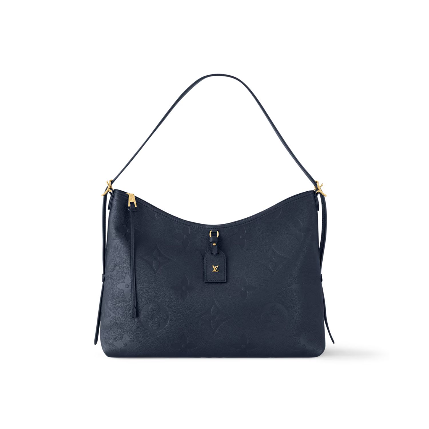 Louis Vuitton CarryAll MM Shoulder Bag 15in/ 39cm Monogram Empreinte Navy Blue Gold Hardware For Women M46669