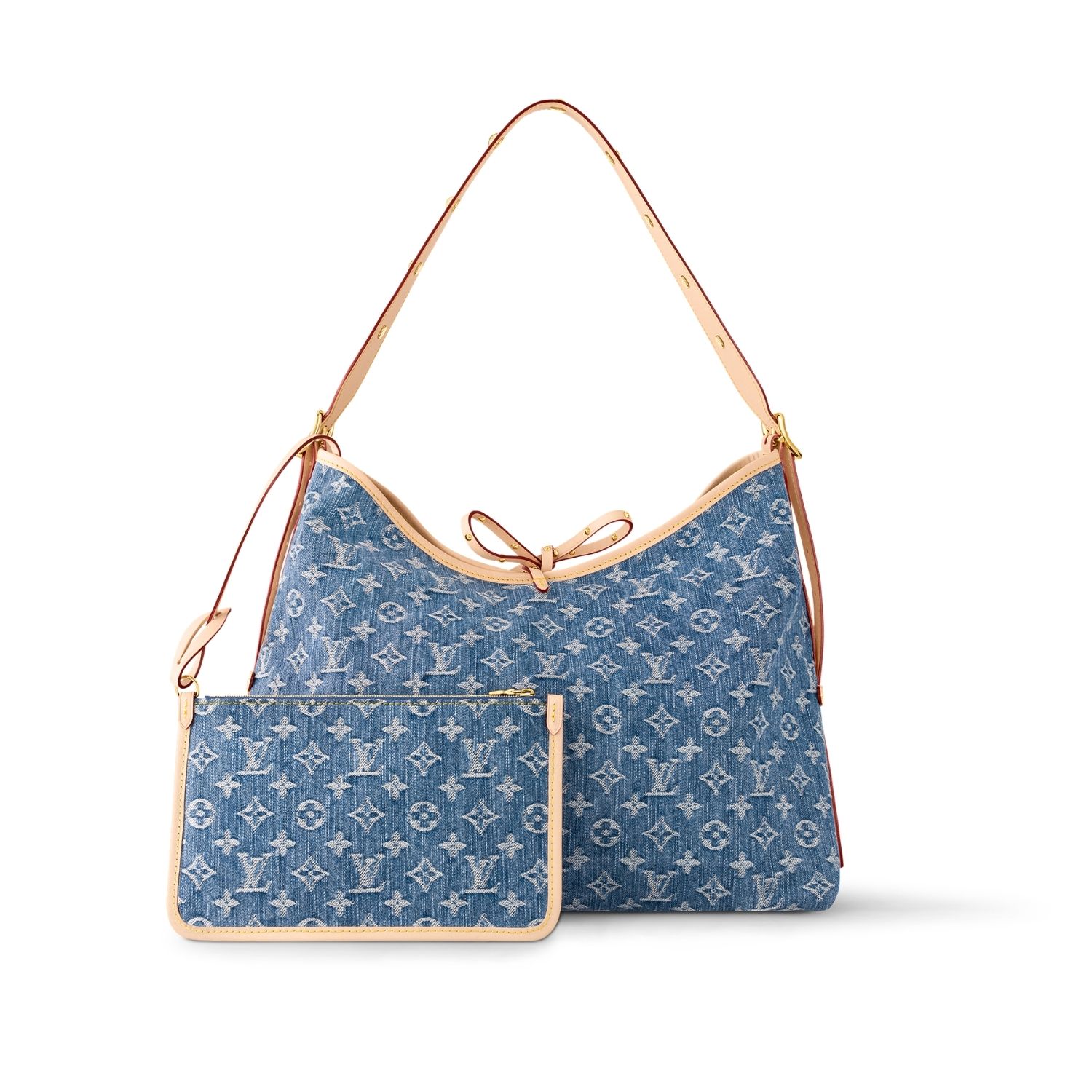 Louis Vuitton CarryAll MM Shoulder Bag 15.4in/ 39cm Blue Denim Gold Hardware For Women M46855 - Image 2