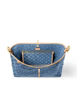 Louis Vuitton CarryAll MM Shoulder Bag 15.4in/ 39cm Blue Denim Gold Hardware For Women M46855 - Image 3
