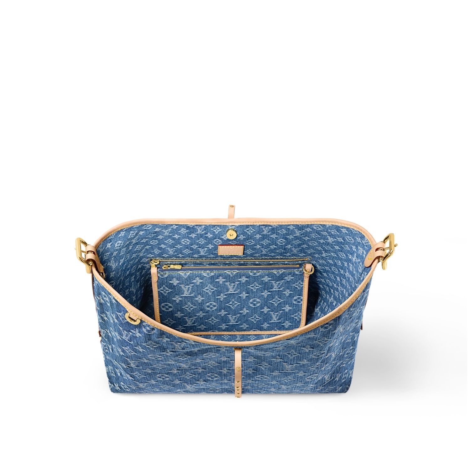 Louis Vuitton CarryAll MM Shoulder Bag 15.4in/ 39cm Blue Denim Gold Hardware For Women M46855 - Image 3