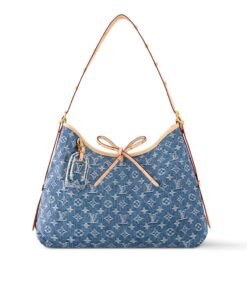 Louis Vuitton CarryAll MM Shoulder Bag 15.4in/ 39cm Blue Denim Gold Hardware For Women M46855