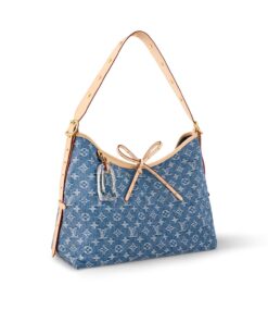 Louis Vuitton CarryAll MM Shoulder Bag 15.4in/ 39cm Blue Denim Gold Hardware For Women M46855 - Image 4