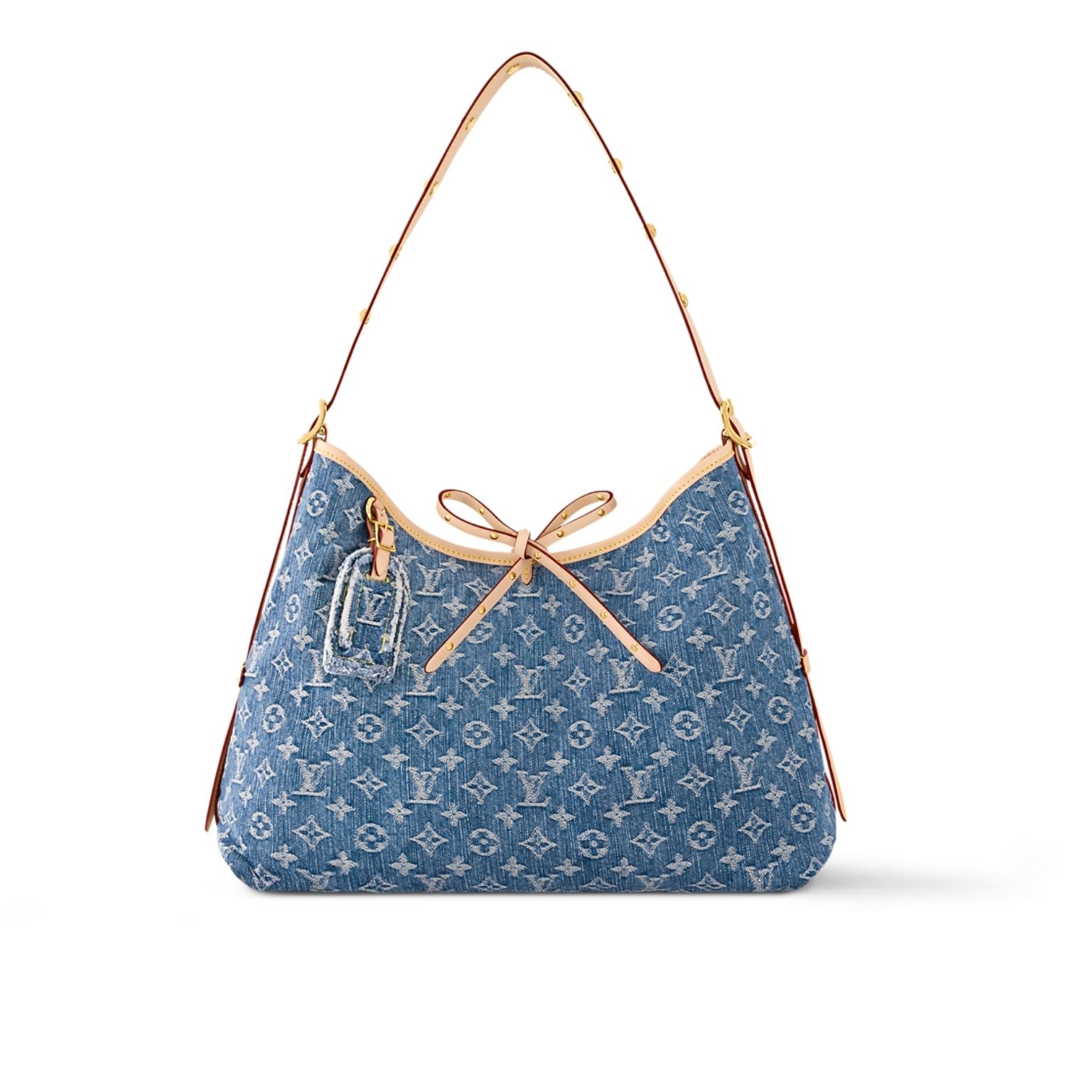 Louis Vuitton CarryAll MM Shoulder Bag 15.4in/ 39cm Blue Denim Gold Hardware For Women M46855