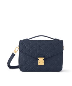 Louis Vuitton Pochette Metis Shoulder Bag 9.8in/ 25cm Navy Blue Monogram Empreinte Gold Hardware For Women M47142