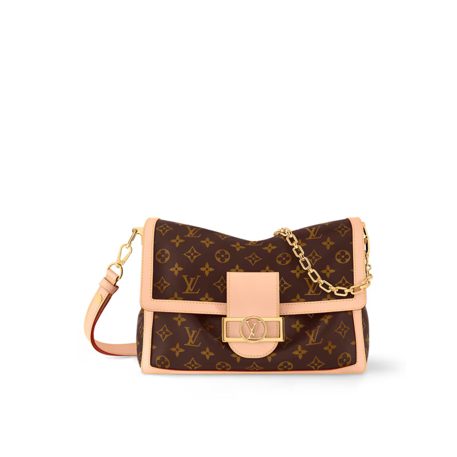 Louis Vuitton Dauphine Soft GM Crossbody Bag 11in/ 28cm Brown Monogram Canvas Gold Hardware For Women M47149