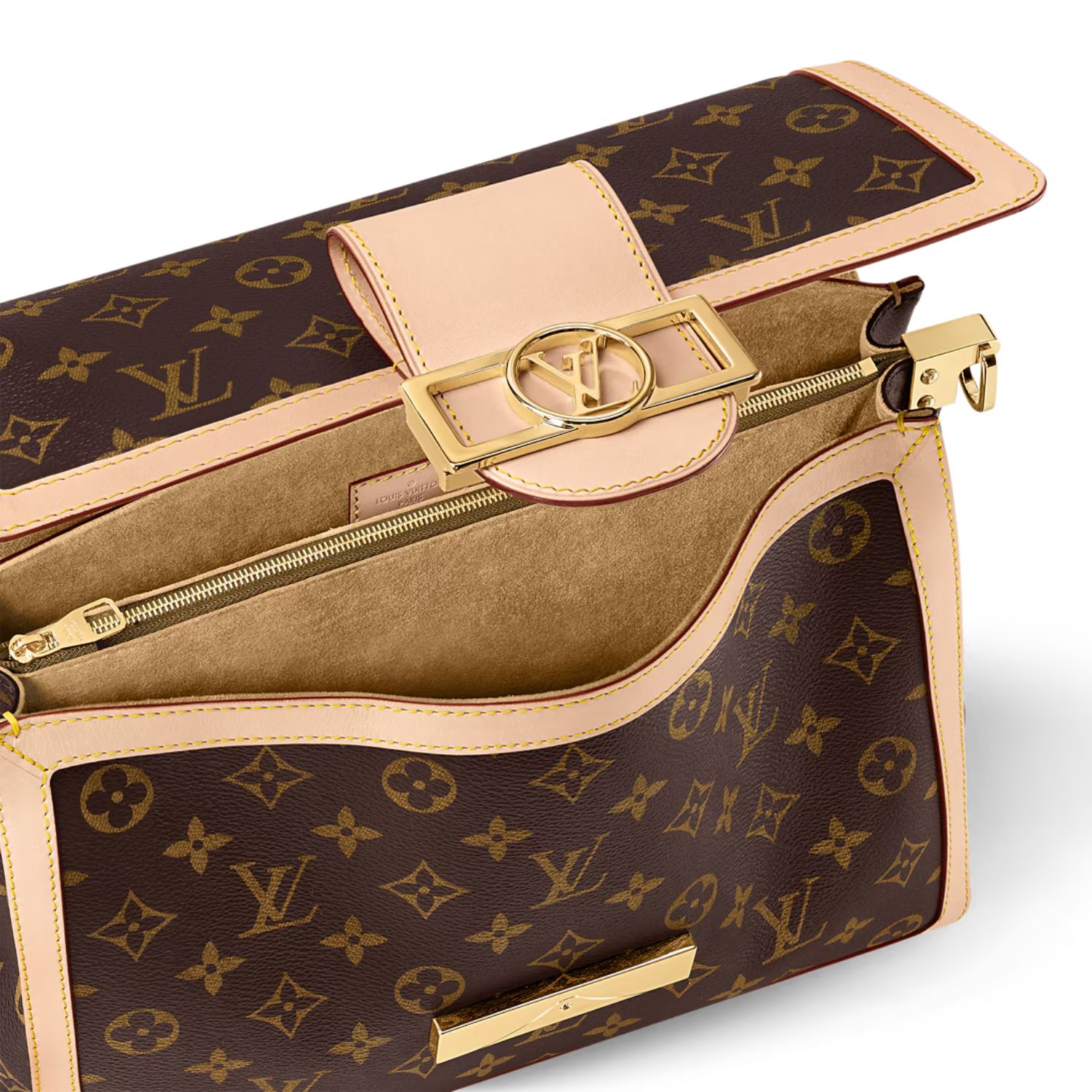 Louis Vuitton Dauphine Soft GM Crossbody Bag 11in/ 28cm Brown Monogram Canvas Gold Hardware For Women M47149 - Image 7