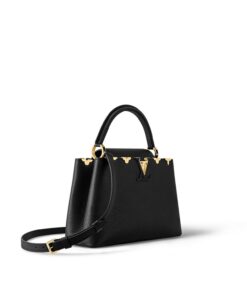 Louis Vuitton Capucines MM Top Handle Bag 12.4in/ 31.5cm Black Gold Hardware For Women M54663 - Image 4