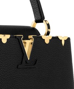 Louis Vuitton Capucines MM Top Handle Bag 12.4in/ 31.5cm Black Gold Hardware For Women M54663 - Image 7