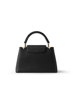 Louis Vuitton Capucines MM Top Handle Bag 12.4in/ 31.5cm Black Gold Hardware For Women M54663 - Image 6