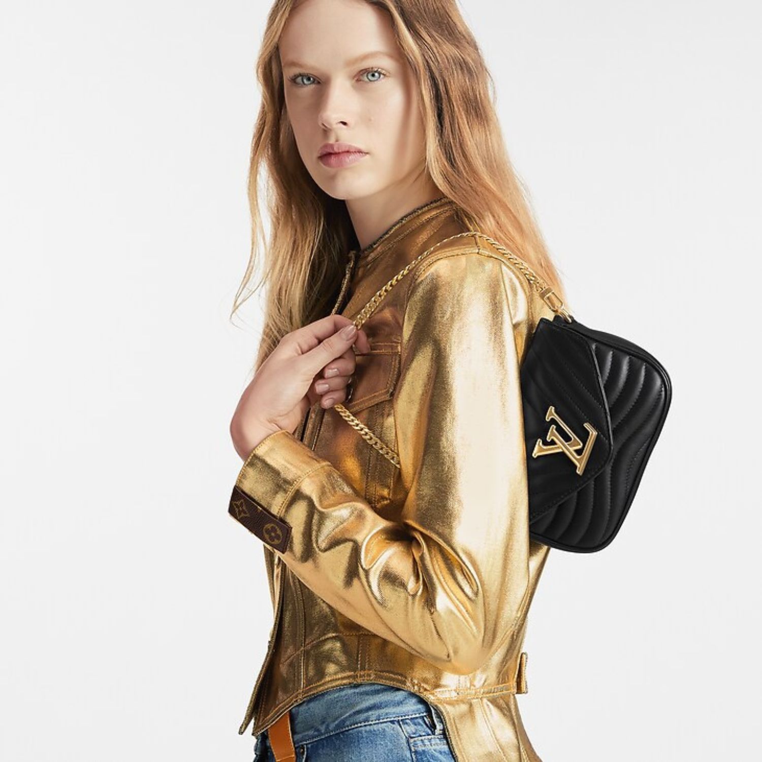 Louis Vuitton New Wave Multi Pochette Shouler Bag 7.5in/ 19cm Black Gold Hardware For Women M56461 - Image 3