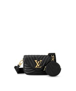 Louis Vuitton New Wave Multi Pochette Shouler Bag  7.5in/ 19cm Black Gold Hardware For Women M56461