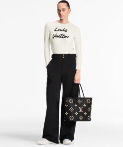 Alternative view of Louis Vuitton Neverfull MM Tote Bag 12.2in/ 31cm Black/ Beige Monogram Empreinte Gold Hardware For Women M58907