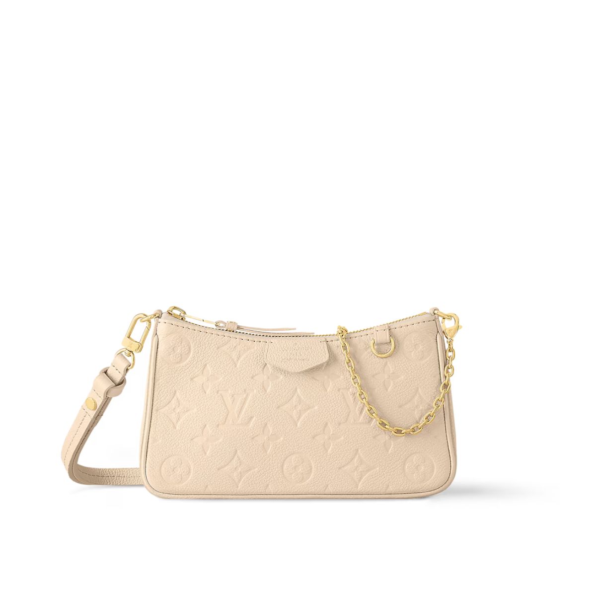 Louis Vuitton Easy Pouch On Strap Monogram Empreinte Crème White For Women 7.5in/19cm M81066