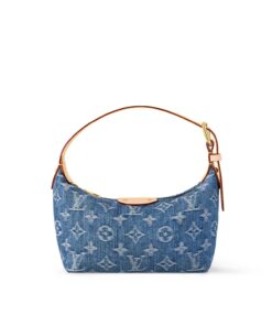 Louis Vuitton Hills Pochette Shoulder Bag 7.3in/ 18.5cm Blue Denim Gold Hardware For Women M82949