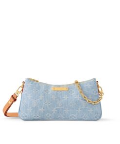 Louis Vuitton Liv Pochette Shoulder Bag 9.6in/ 24.5cm Blue Gold Hardware For Women M83532