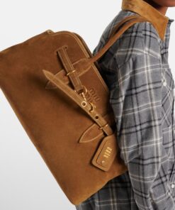Alternative view of Miu Miu Adventure Tote Bag 17.3in/ 44cm Cocoa Brown Suede Gold Hardware 5BG310_2CSS_F0316_V_OOO