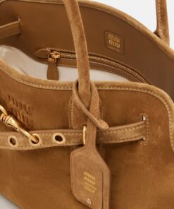 Miu Miu Adventure Tote Bag 17.3in/ 44cm Cocoa Brown Suede Gold Hardware 5BG310_2CSS_F0316_V_OOO - Image 7