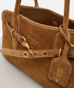 Miu Miu Adventure Tote Bag 17.3in/ 44cm Cocoa Brown Suede Gold Hardware 5BG310_2CSS_F0316_V_OOO - Image 6