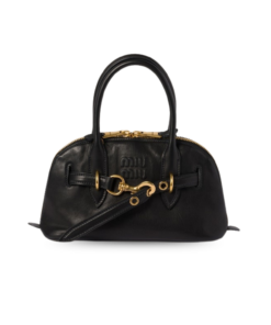 Miu Miu Aventure Small Tote Bag 11in/ 28cm Black Antiqued Gold Hardware For Women 5BB169_2BBL_F0002_V_OOO